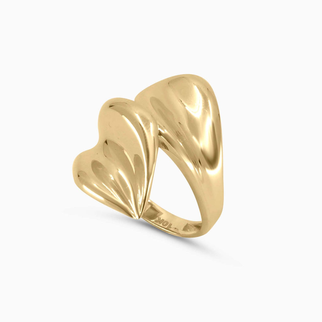Women's Ring Sculpted Heart Gold Ring in 10k Pochy Jewelry in Miami