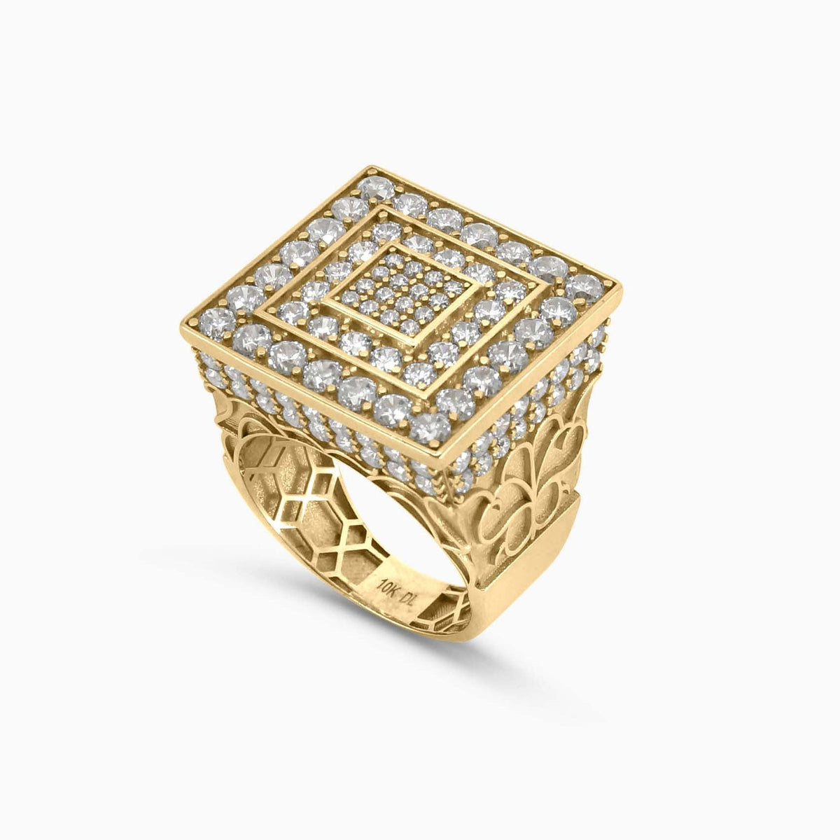 Mens Fashion Ring Men's Squared Rosette ring in 10K gold Pochy Jewelry in Miami