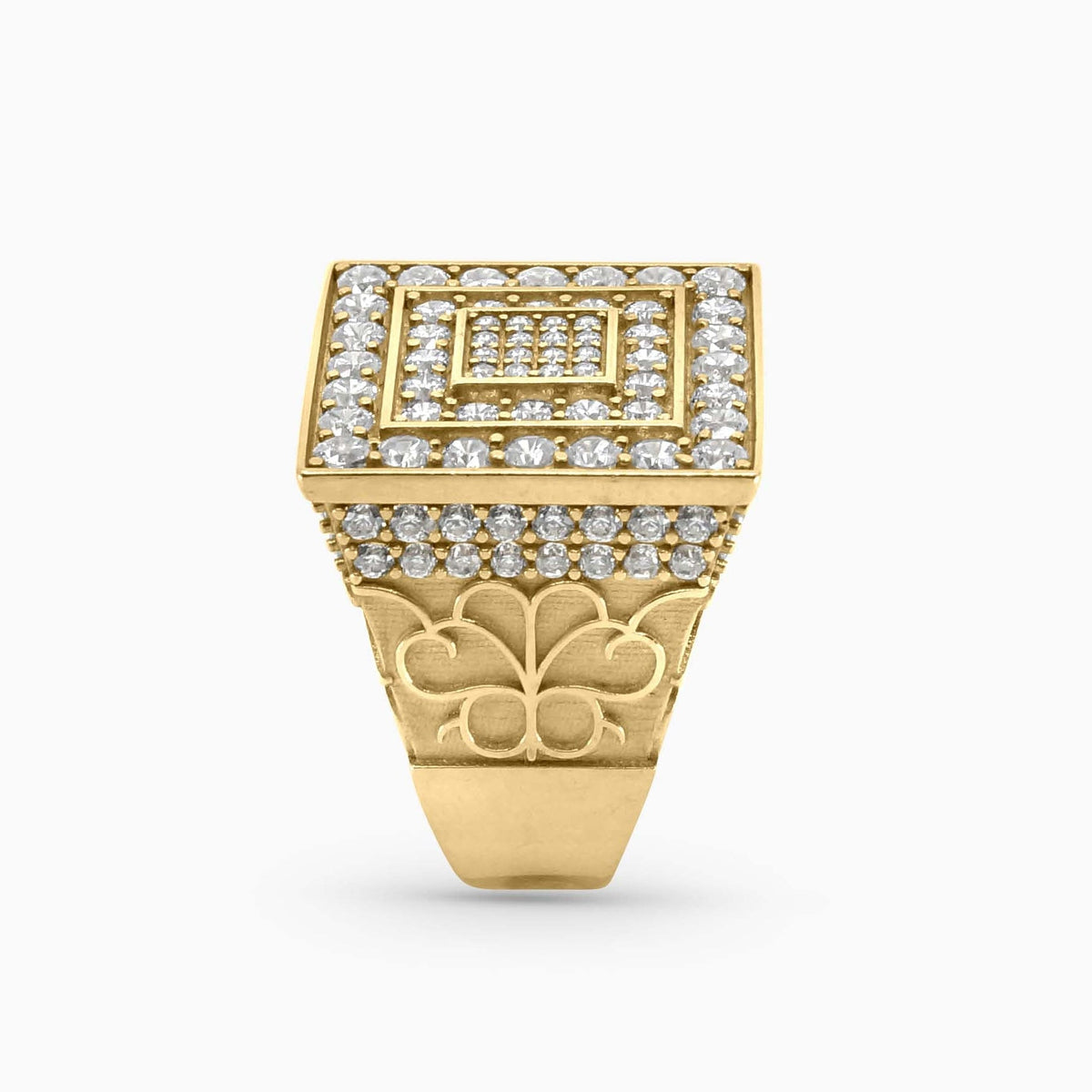 Mens Fashion Ring Men's Squared Rosette ring in 10K gold Pochy Jewelry in Miami