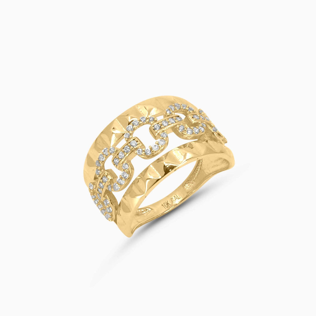 Women's Ring Fancy link Gold Ring in 10k Pochy Jewelry in Miami