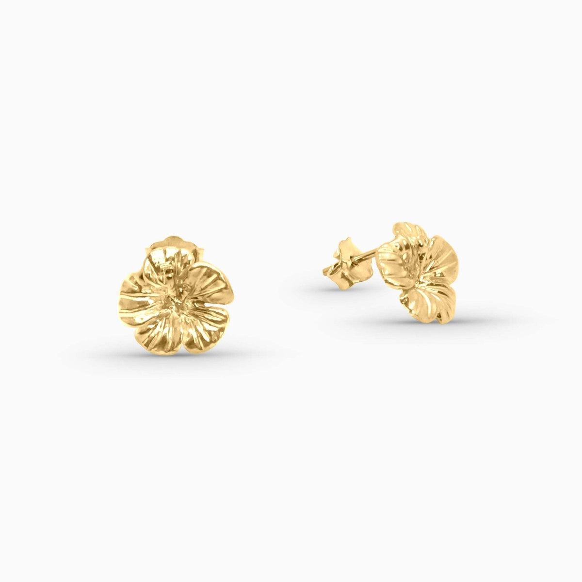 10K Gold Hibiscus Flower Stud Earrings - Earrings - Laurita Jewelry