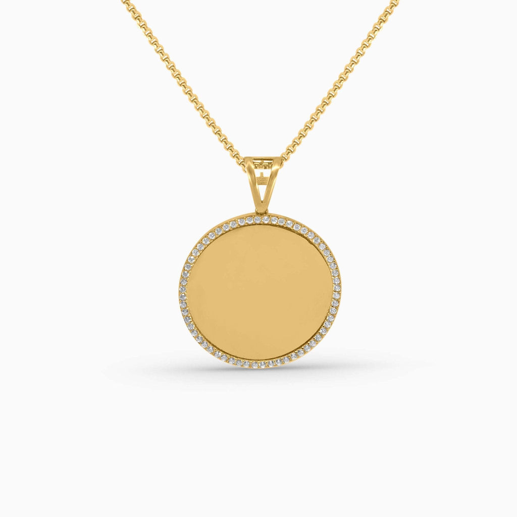 Gold Circle Medallion –Memory Pendant with Stone Frame in 10k - Pendants - Laurita Jewelry