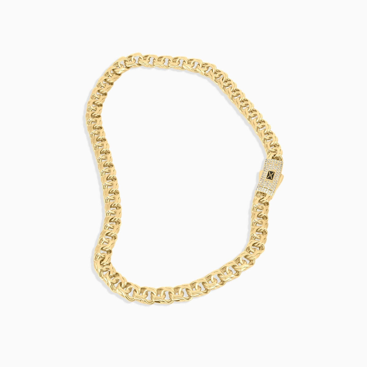 Monaco X Gold Chino Link Choker – Iced Sleek Clasp in 10K-Women's Necklace-Laurita Jewelry